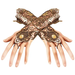 1 Pair Victorian Gothic Gloves Bracelet Women Steampunk Accessories Showgirl Dance Party Lace Embroidery Gloves Cosplay Arm Cuff