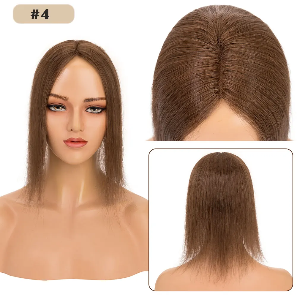 Sego 2,2x6inch glattes Haar Topper für Frauen Echthaar Spitze Basis hand gefertigte Haarteil fügt Volumen Ombre Blondine – Detail 11