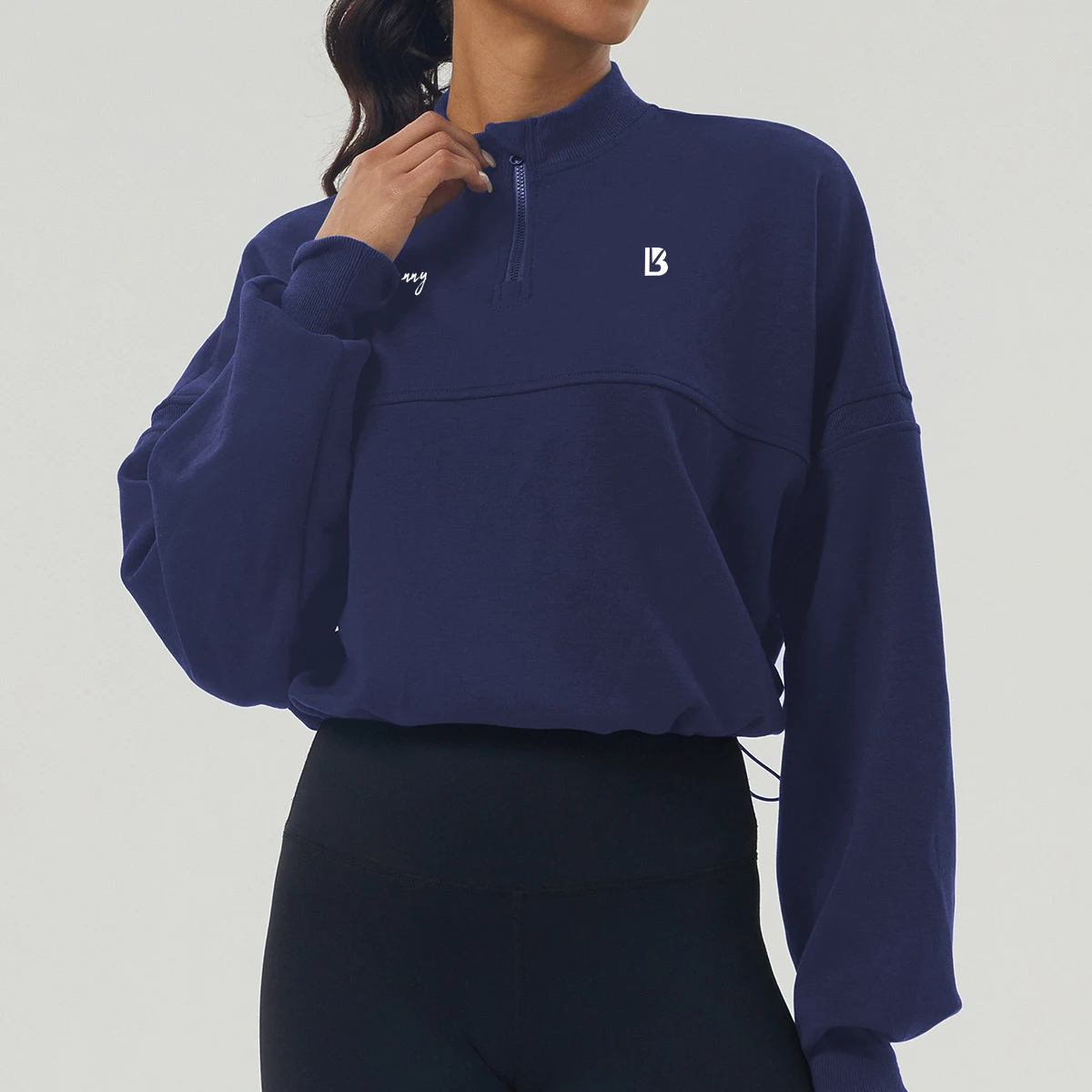 Buffbunny Women Sweatshirt Half Zip Long Sleeve Hoodie For Womans Winter Clothing Gym Fitness Hoodies Loose Sport Tops
