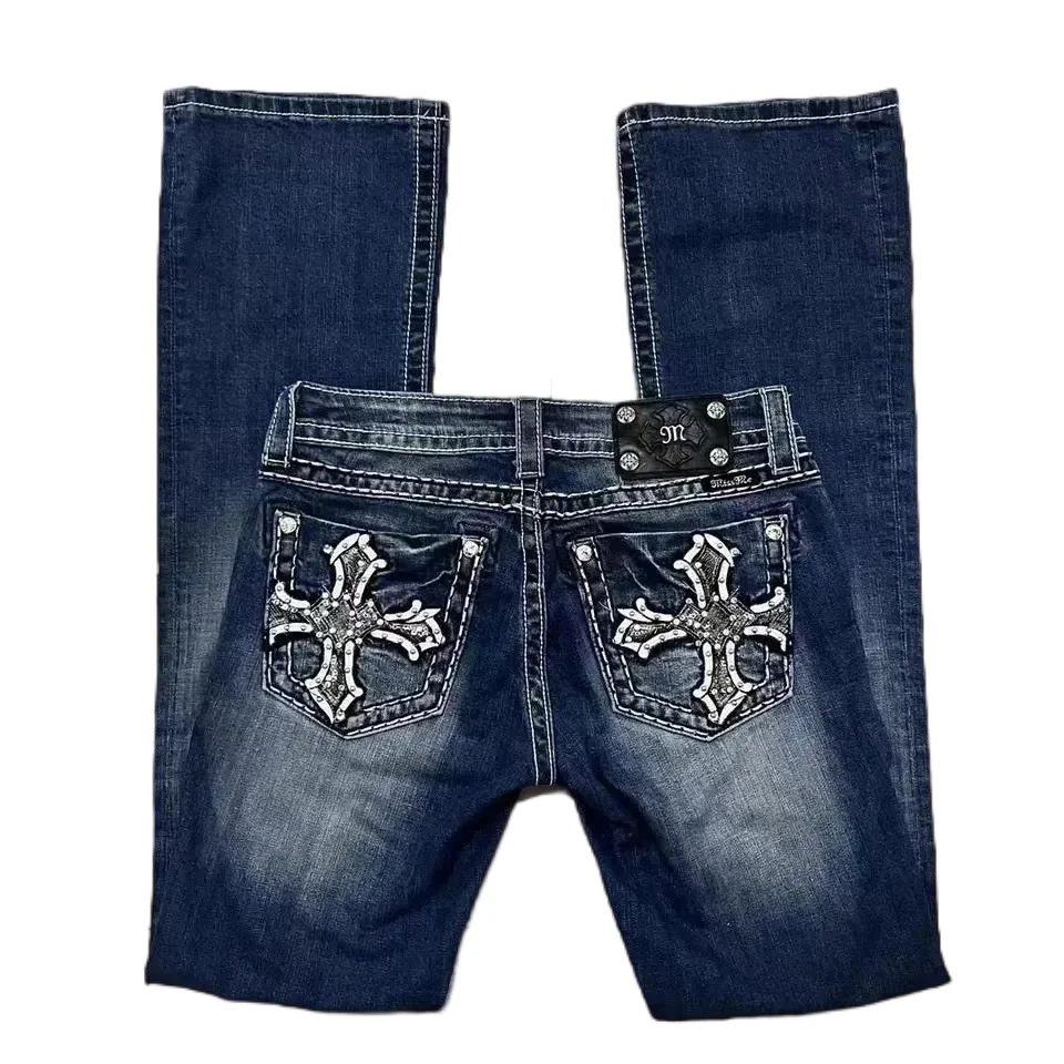 Hip Hop Rock Revival Embroidered Jeans 2024 New American Style Street Wear Loose Casual Y2k Wide Leg Jeans Fall Guys Men Jeans 5