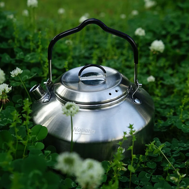 

1.5L Portable Camping Boil Water Kettle Stainless Outdoor BBQ Teapot Water Kettle Pot Anti-Scald Tea Coffee Pot Picnic Tableware