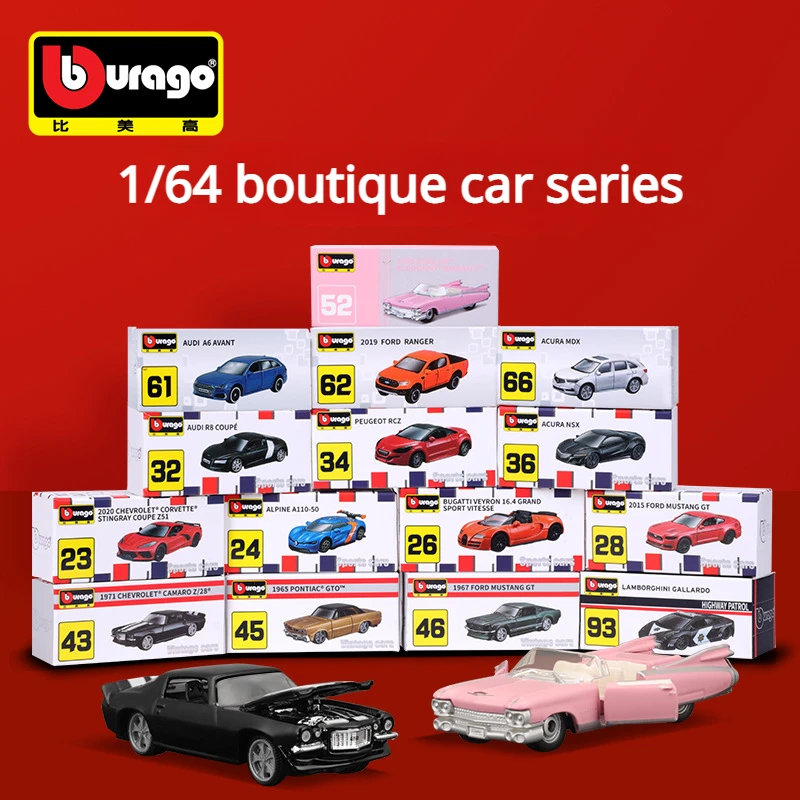 Bburago Car Model Kids Toys for Boys 1/64 Scale Diecast Voiture Simulation Alloy Audi A6 Bugatti Lamborghini Children Juguetes