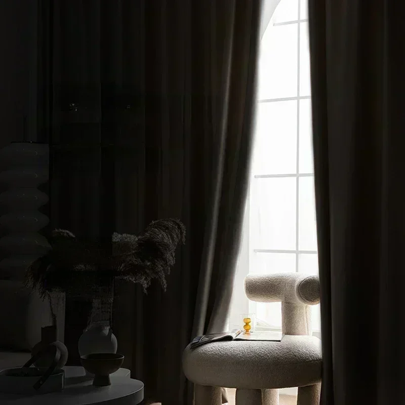 Blackout Curtains Window Curtains Decor Curtains Cotton and Linen Curtains 2025 new thickened French light luxury cream curtain cloth solid color bedroom living room full blackout sunscreen cotton linen
