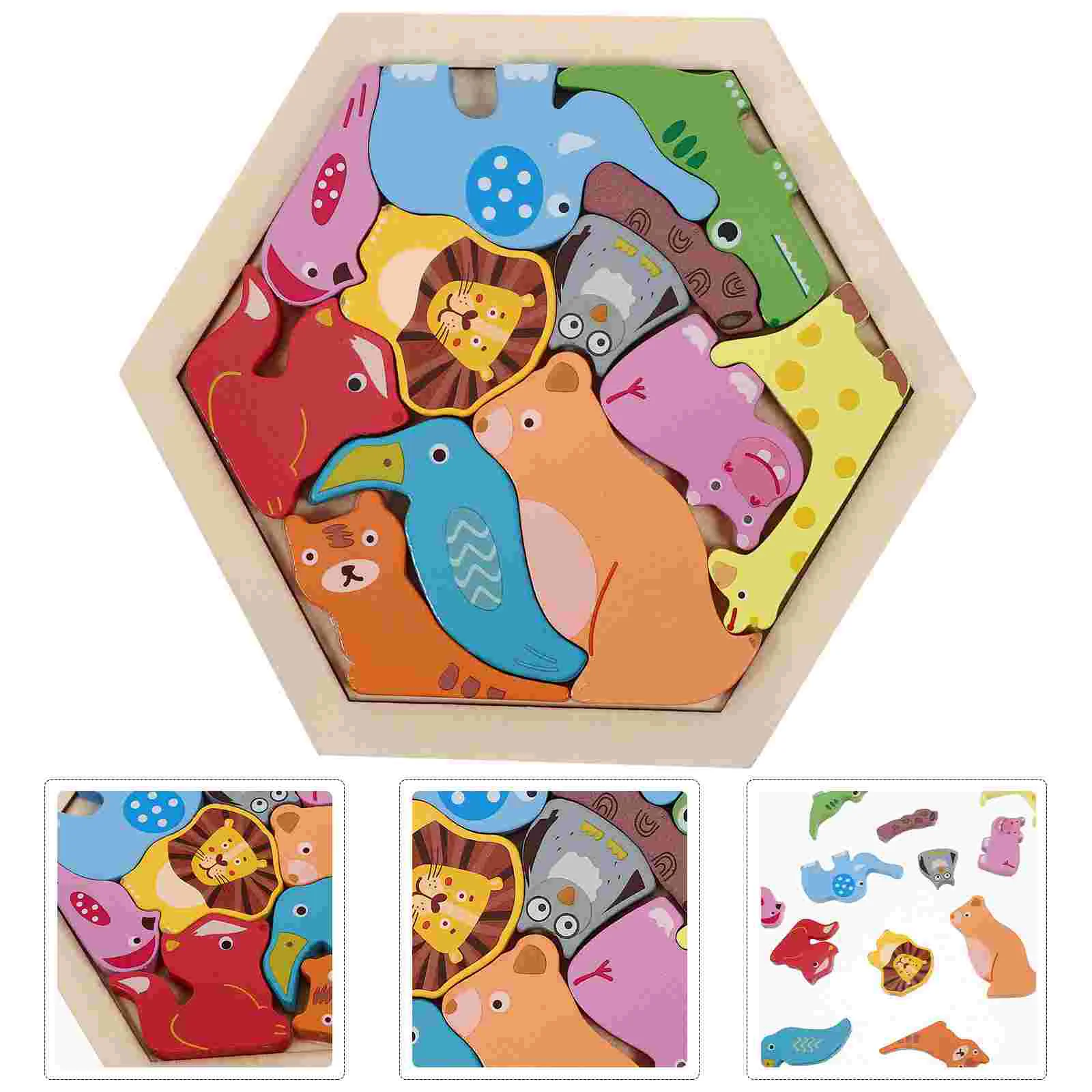 

Wooden Block Baby Early Education Toy Animal Design Puzzle Toys Kid Intelligent Toddler Geometry Kids Travel Children’s