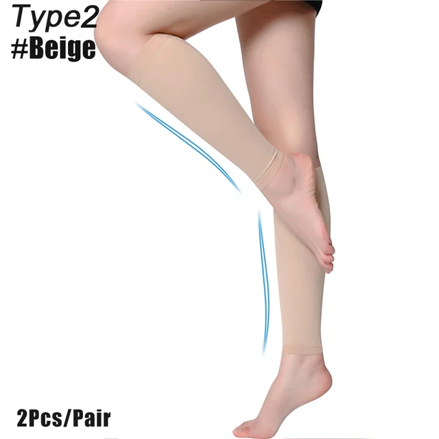 2Pcs/Pair Open Toe Calf Compression Socks 2030 mmHg Knee High Support Stockings,Long Calf