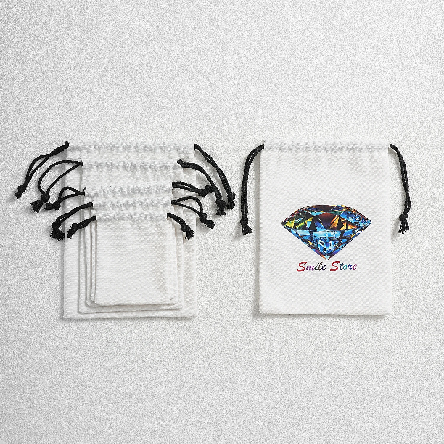 100pcs Custom Colorful Logo Cotton Jewelry Packaging Bag Jewelry Pouch Wedding Party Birthday Travel Glasses Makeup Gift Bags