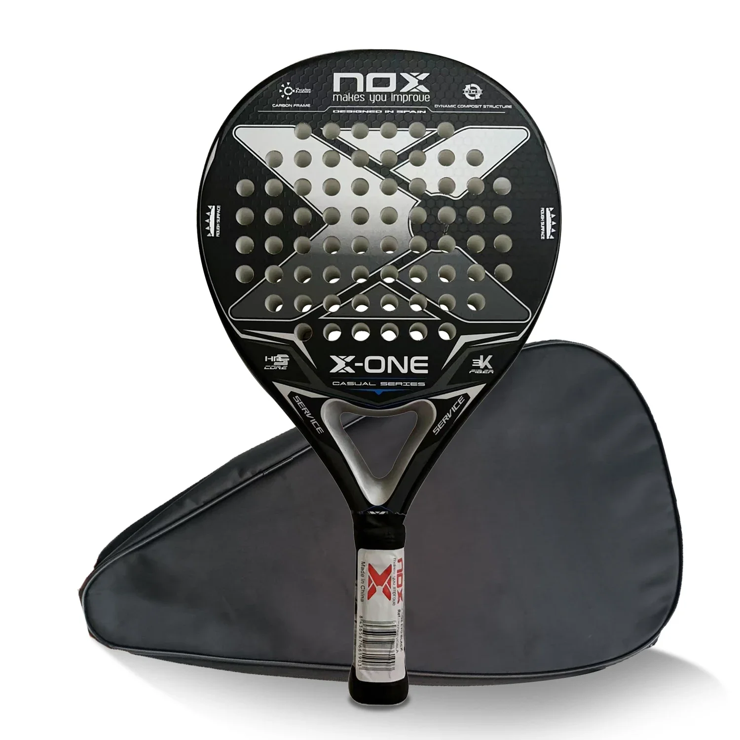 NOX X-ONE Padel Racket 3K 12K Carbon Fiber HR3 Core Round Shape Power Surface Beginner Raquette Paddle Shovel