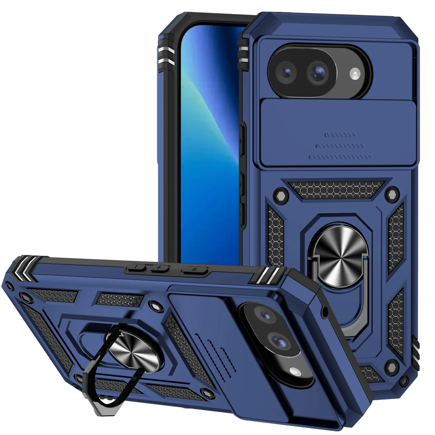 Armor Ring Bracket Push Window Protection Shockproof Phone Case with Magnetic Holder Cover