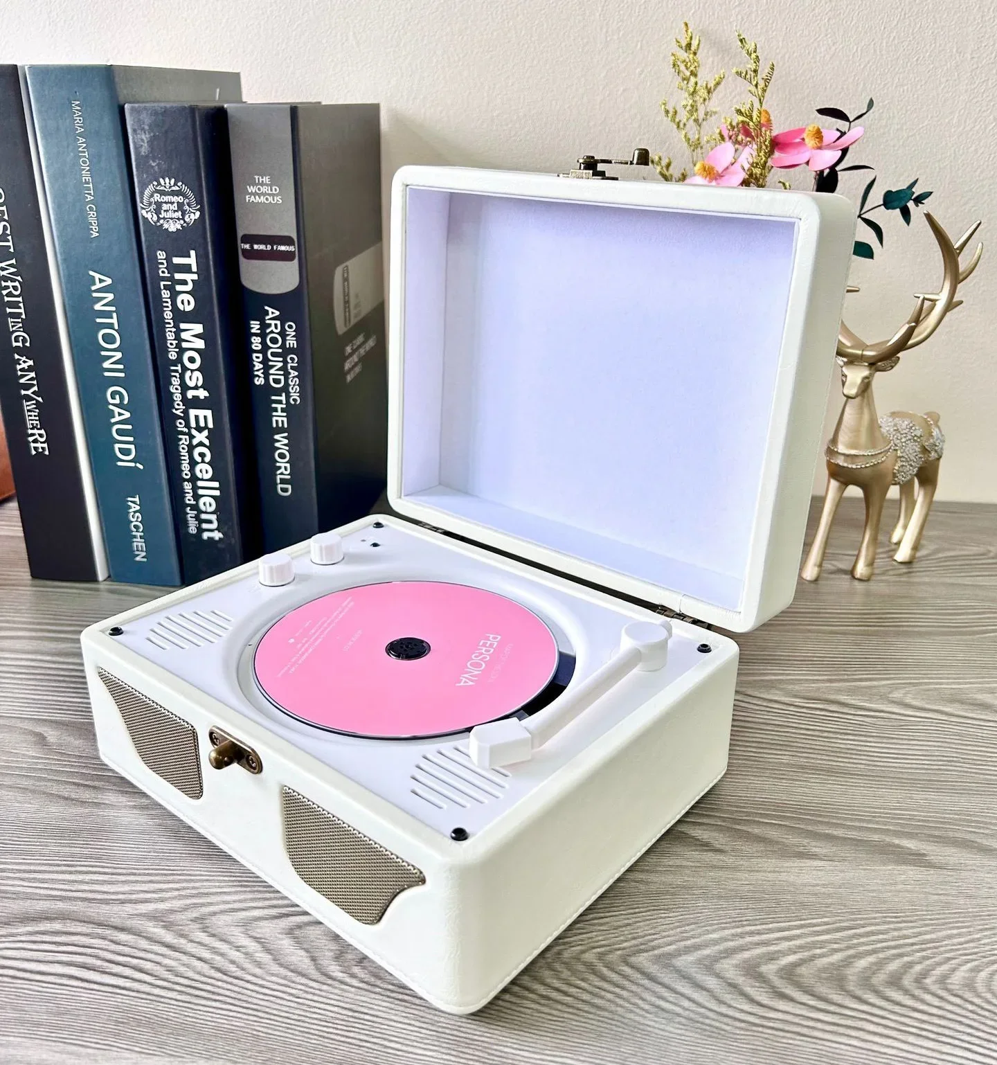 블루투스 스피커 기능이 있는 레트로 통합 CD 플레이어, 패밀리 데코 HiFi 서라운드 스테레오, 무선 서브우퍼 음악 플레이어