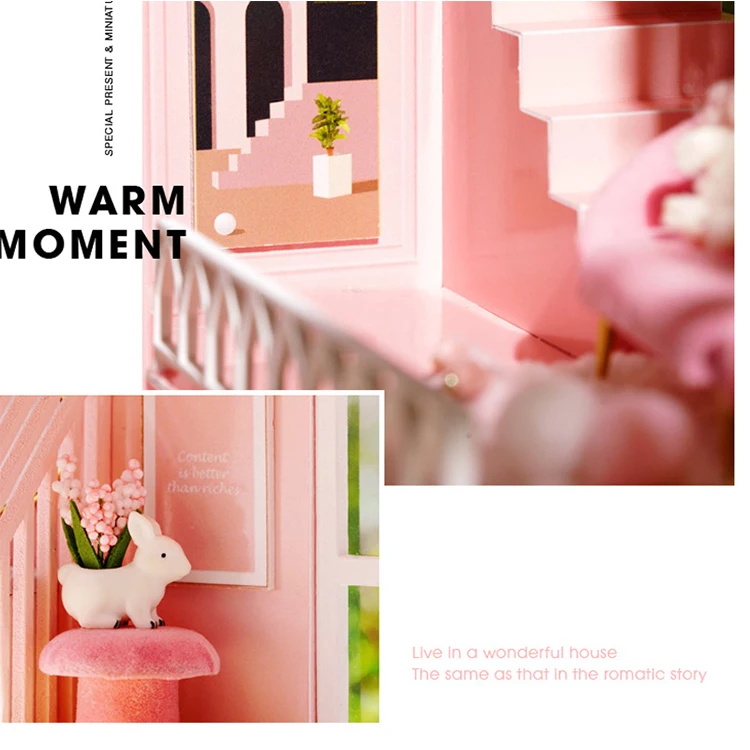 3D Wooden Mini Doll House Assembly Building With Furniture Kit DIY Handmade Duplex Apartment Production Toys Birthday Gifts