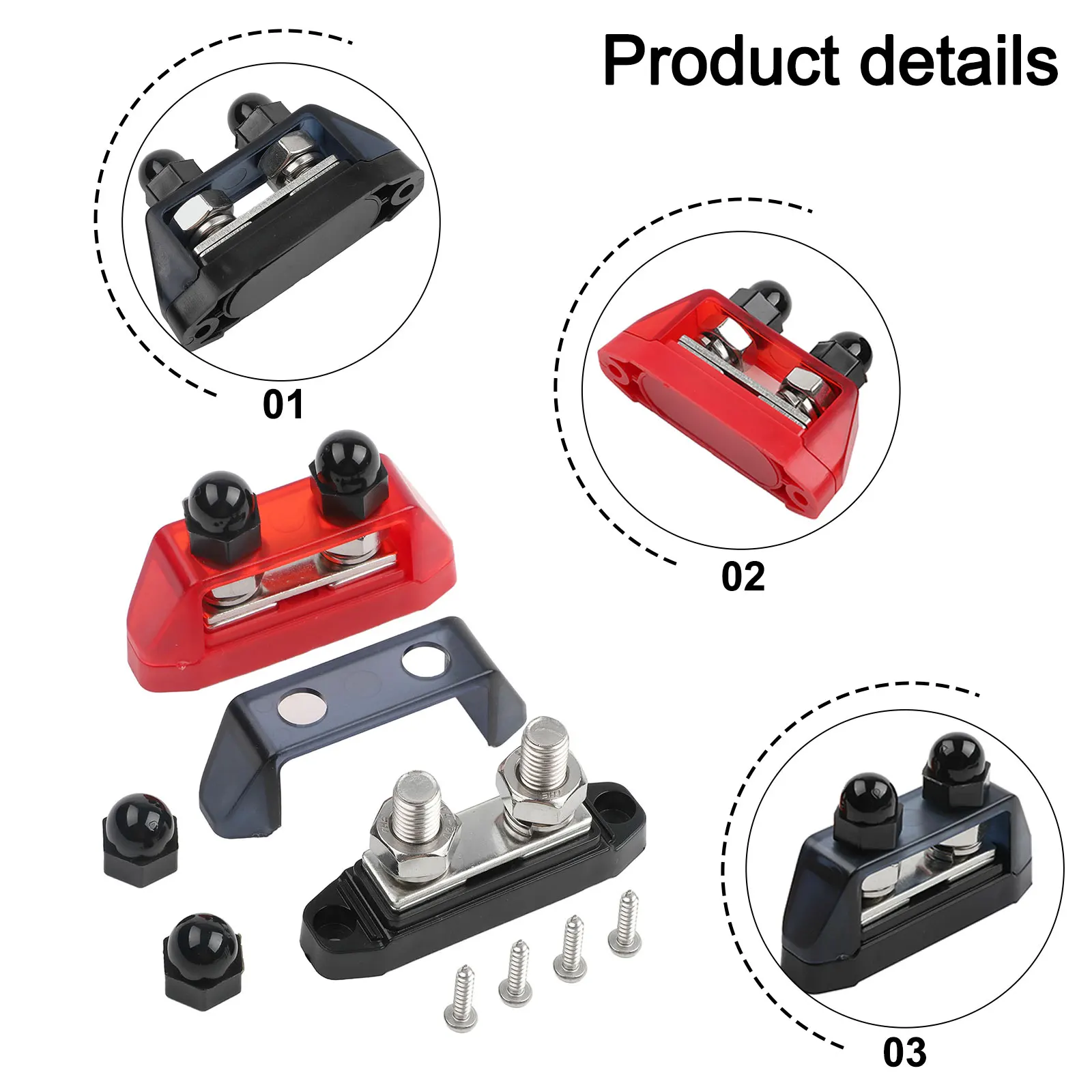 배터리 연결 해양 전기 버스바 3 8인치 듀얼 스터드 버스바 12-48V DC 기능 헤비듀티 케이블 터미네이션