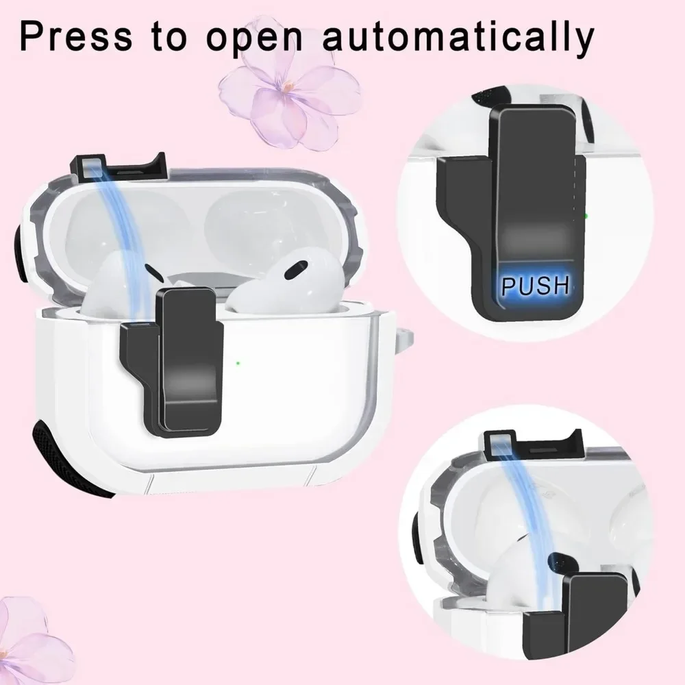 Shockproof TPU Earphone Cover with Keychain and Magnetic Closure