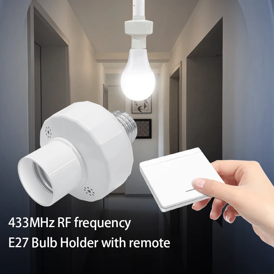RF 433Mhz 원격 제어 Led 전구 홀더와 스마트 라이트 스위치 E27 E26 기본 소켓 AC 85-265V 무선 벽 스위치 1/2/3 갱