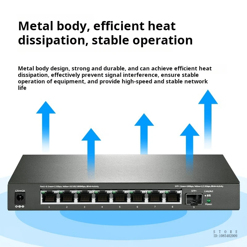 MERCURY 이더넷 스위치, 플러그 앤 플레이, SE109 2.5G 스위치, 8 * 2.5GE + 1 * SFP 포트, 8*10, 100, 1000, 2500Mbps RJ45 포트, 8 포트, 2.5G