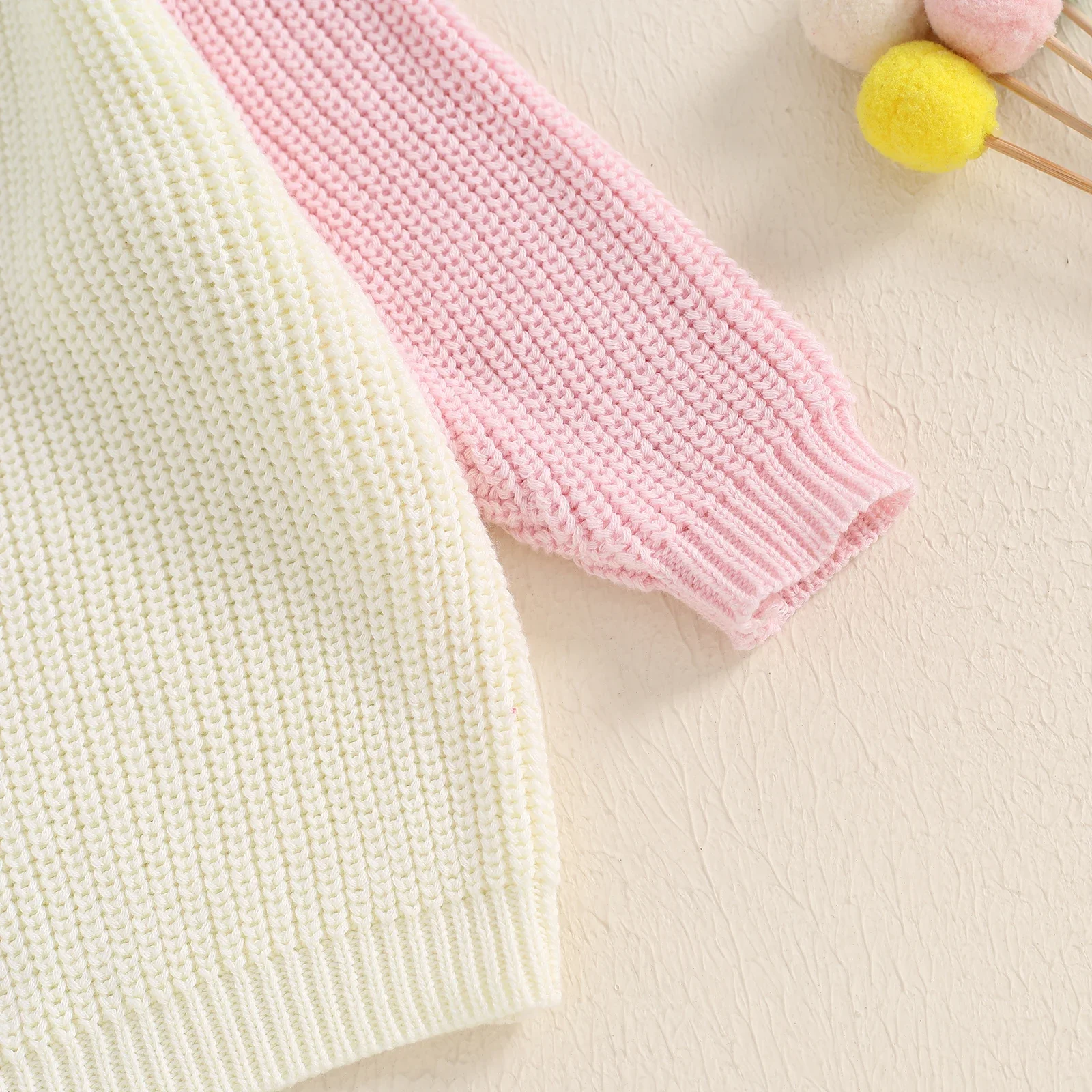 MISOWMNJOY Newborn Baby Sweater Girls Boys Knitted Long Sleeve Autumn Winter Contrast Color Pullovers Top Toddler Knit Wear 0-3Y