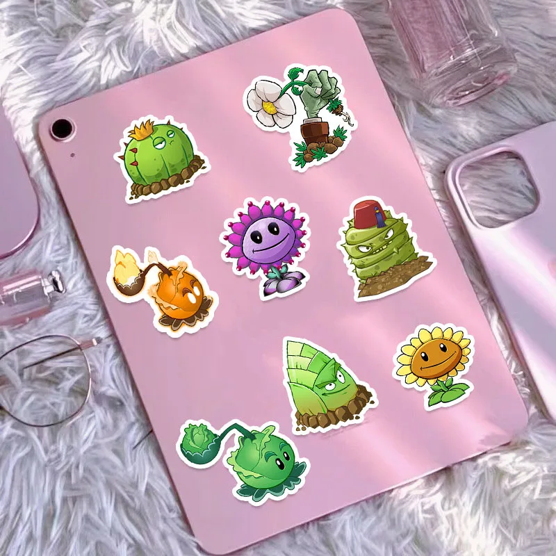 Bandai Plants Vs. Zombies DIY Stickers Phone Trunk Refrigerator Waterproof Anime Stickers Anime Figure Image Toys Sticker 50PCS