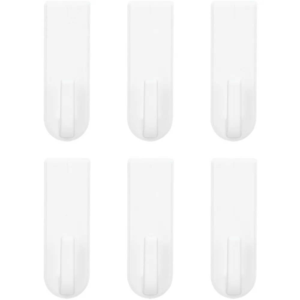 

6Pcs White Self Adhesive Hook Easy To Install No Drilling Towel Coat Hook Plastic Wall Hanging Holder For Bathroom Kitchen