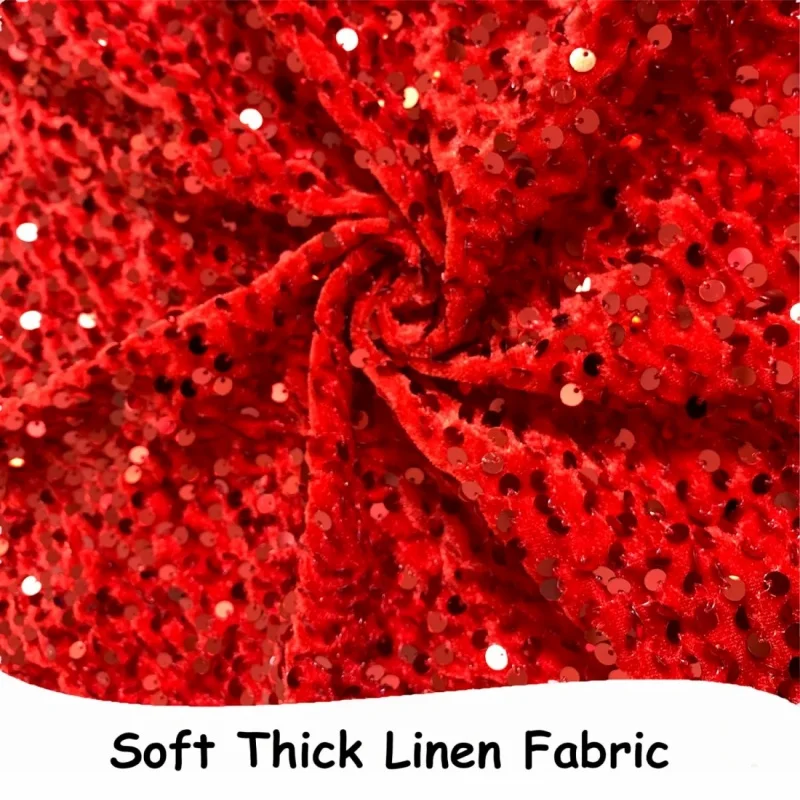 Tessuto Con Paillettes Rosse Reversibile In Velluto | 0,9m X 120cm | Glitterato Per Cucito Fai Da Te, Tovaglie, Abiti E Addii Al Nubilato
