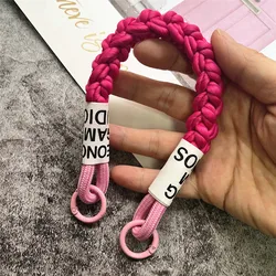 Braided Bracelet Phone Pendant: Exquisite Outdoor Keychain Lanyard & Handy Accessory (Rose red)