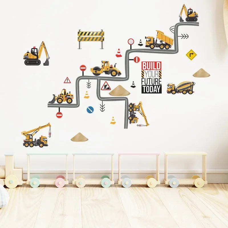 Height Stickers Construction Vehicle Tower Crane Kids Room Kindergarten Baby Measuring Height Ruler Wall Stickers Boys Gift wall stickers,vinyl decal stickers