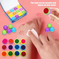 Washable Ink Stamp Set for Kids Easter Egg Stampers Set with Rich Cartoon Patterns for Kids' Creative Playtime 12 Pcs for Easter