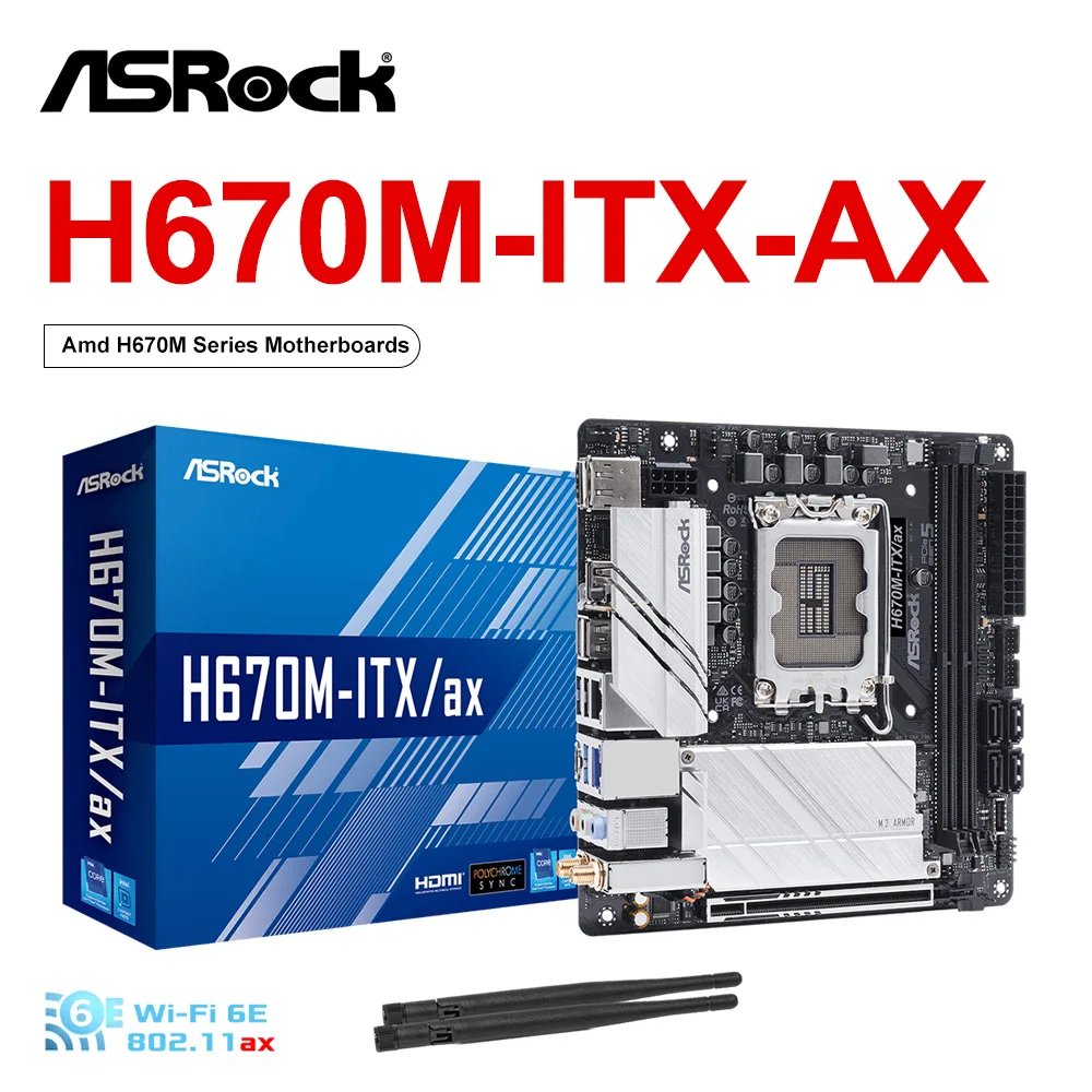 ASROCK-H670M-ITX-ax-New-Mini-ITX-Intel-H670-Motherboard-DDR4-PCIe-5-0 ...