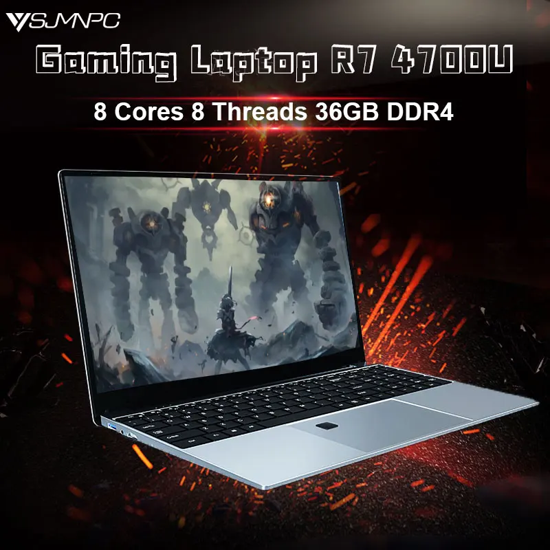 15.6 인치 울트라북 노트북, AMD Ryzen R7 4700U 백라이트 키보드, 게임용 노트북, 윈도우 11, 36GB DDR4, 2TB 지문 잠금 해제