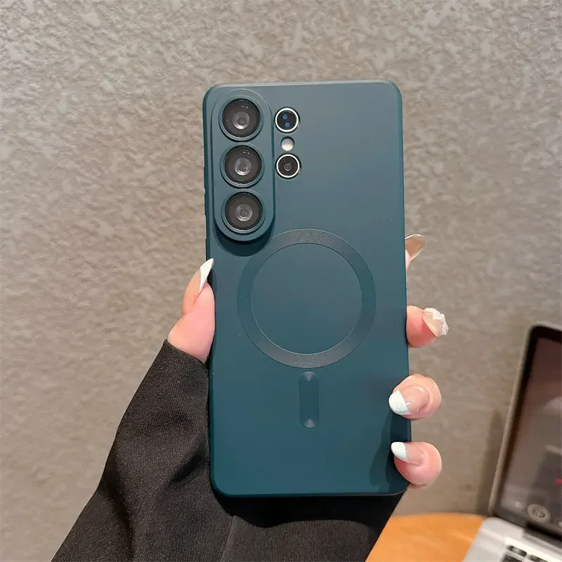 Luxury Soft Matte Magnetic Phone Case with Wireless Charging Compatibility