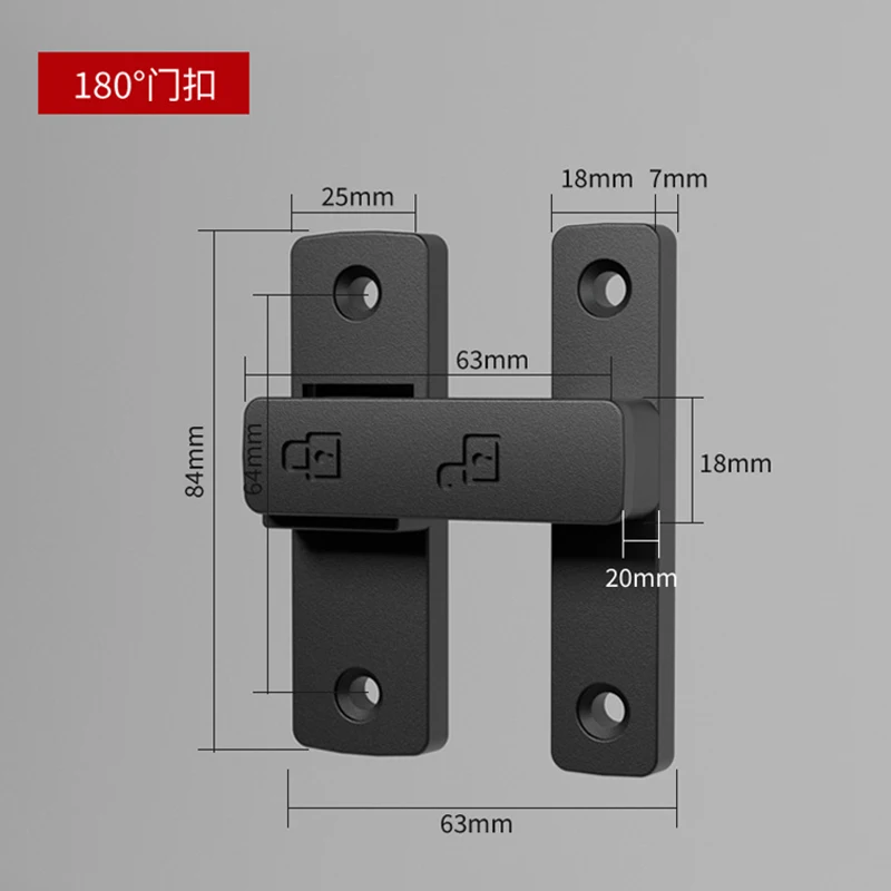 Latch Deadbolt Indoor Non-Punch Door Lock Bathroom Sliding Door Buckle Sliding Door Snap Old-fashioned Surface-mounted Room Door 6