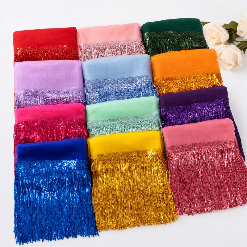 Suede Tassel Velvet Trim with Rivet and Diamond Fringe for DIY Garment Decoration
