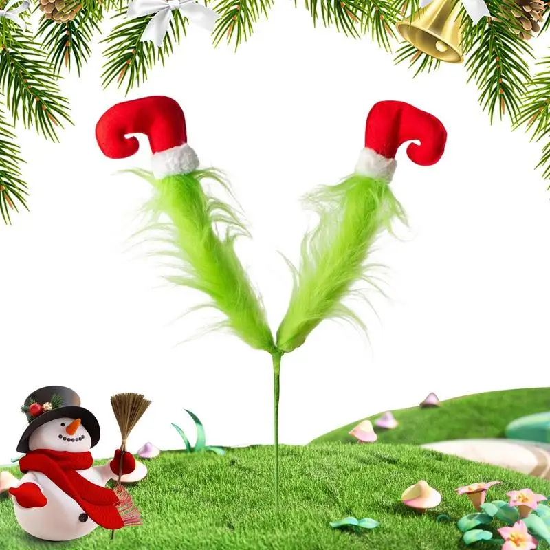 

Christmas Festival Decoration Cute Green Artificial Leg Tree Decoration With Stake Elf Leg Christmas Ornaments New Year Gift