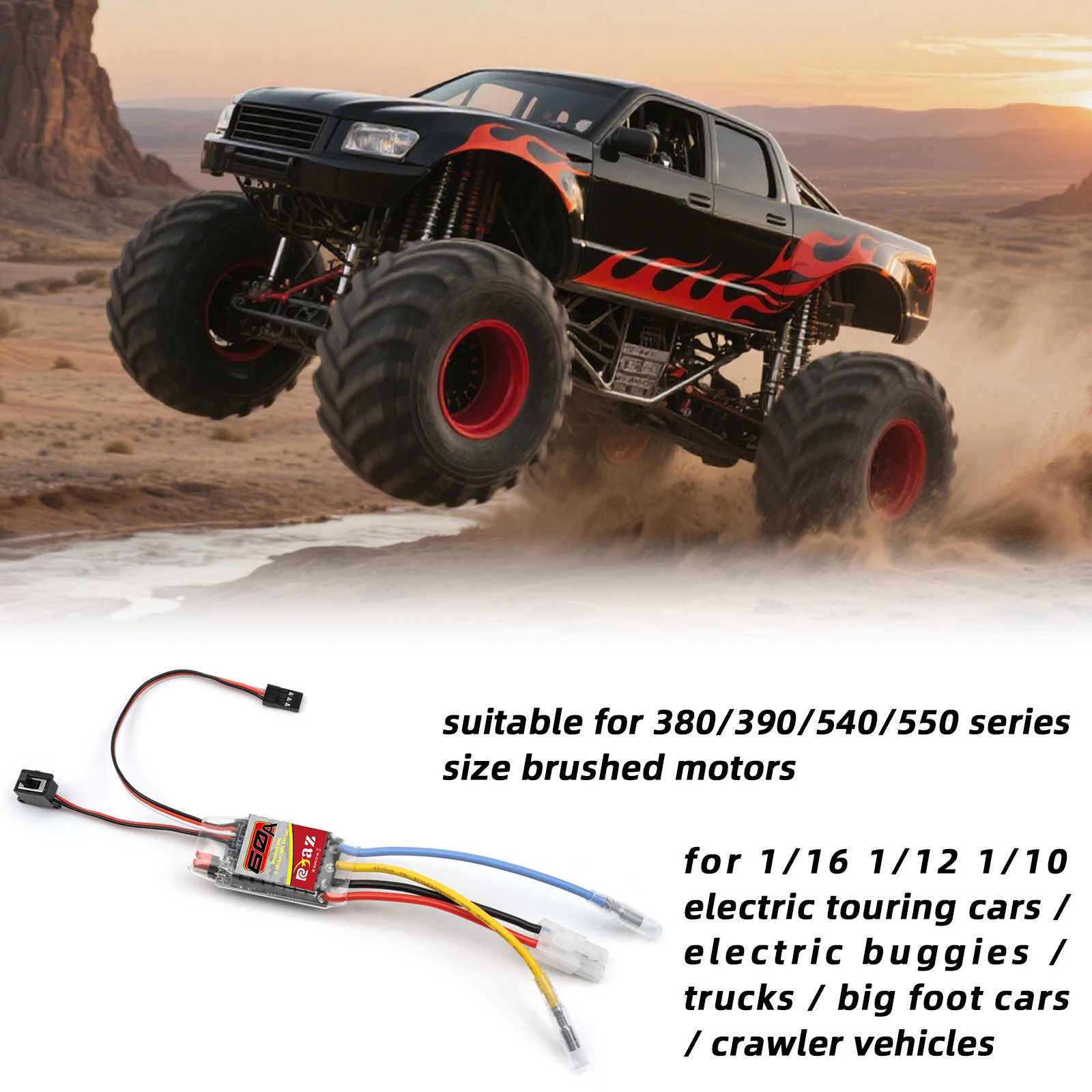 Connecteurs XT60 et Tamiya du moteur 550 étanche 12T pour RC Crawler