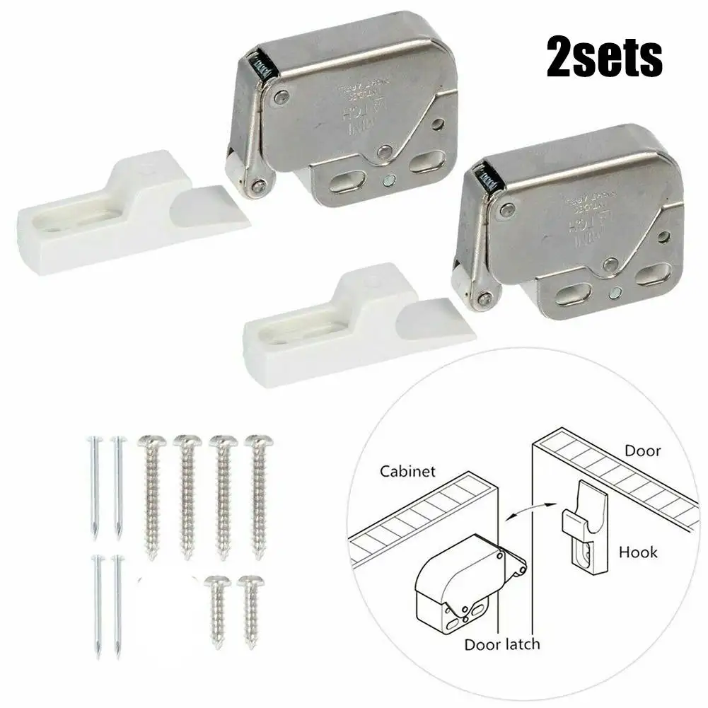 2pcs Mini Spring Loaded Tip Latches Caravan Boat Cupboard Door