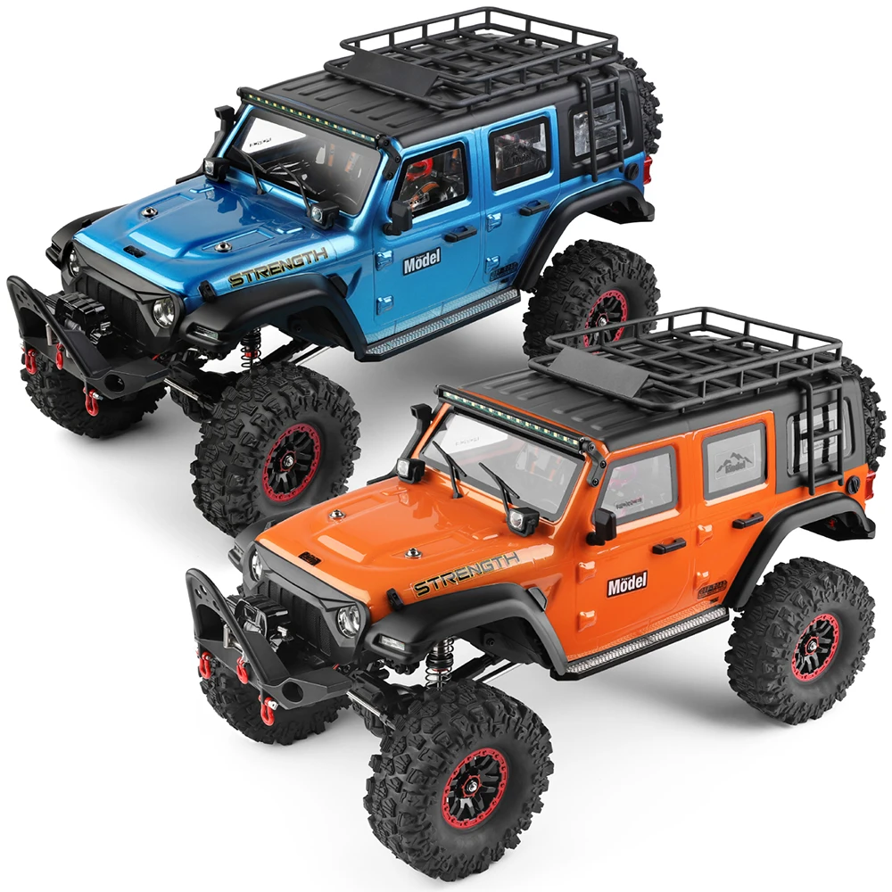 Vue arrière de la WLtoys 104010 1:10 voiture RC escalade 4WD 2.4G 3CH bleue sans treuil
