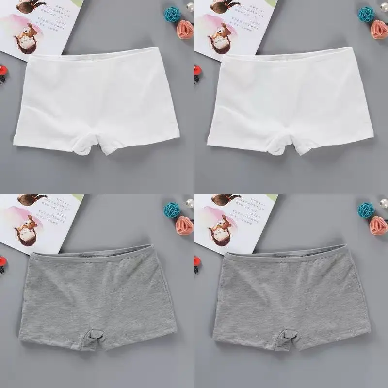 3PC High School Girl Underwear Boxer Trousers Pure Cotton Solid Color Base Student Breathable Underwear 8-14Years boxer shorts girls underwear girls panties kids underwear