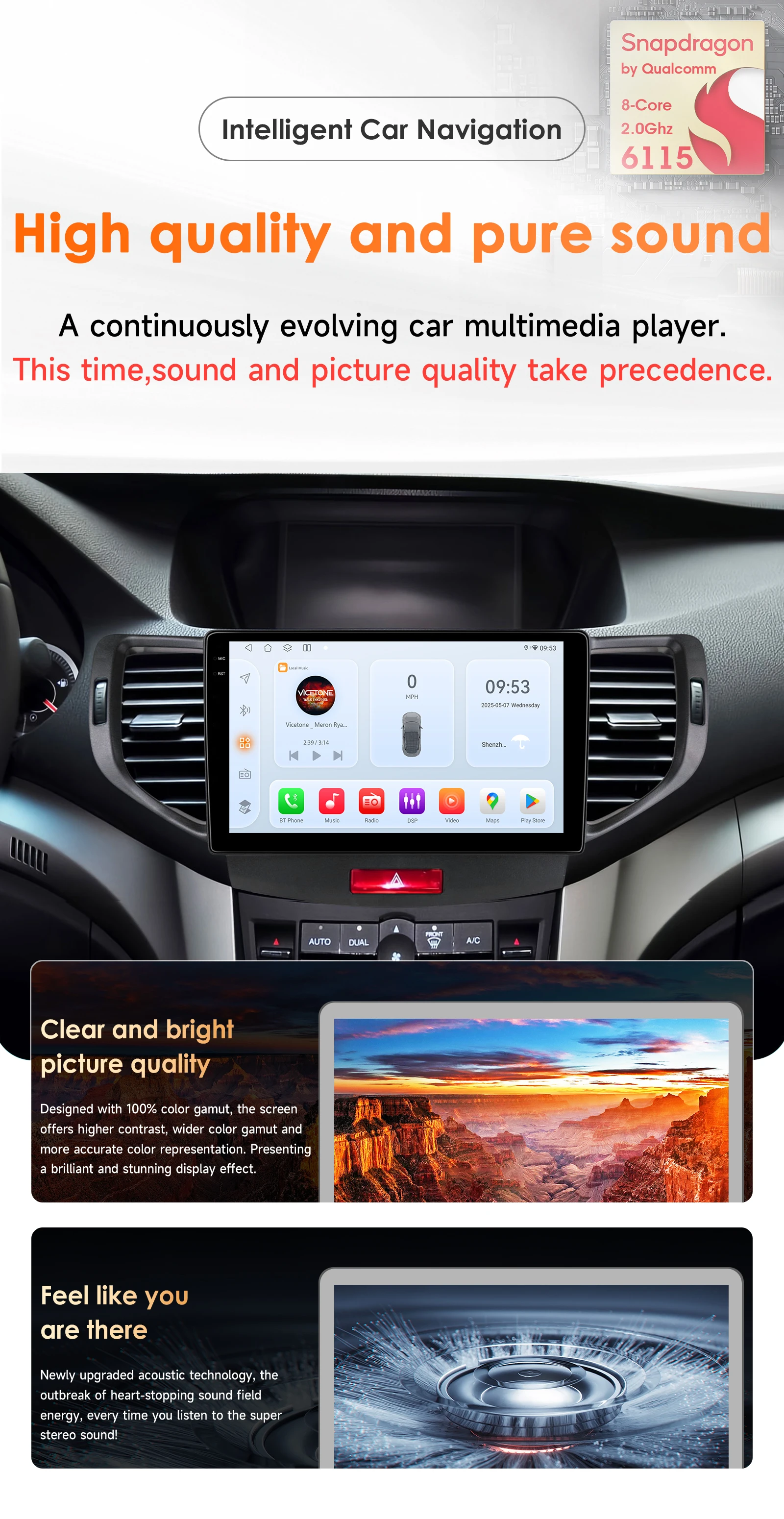 Hizpo 9 "Android 14 Autoradio Für Honda Accord 8 2008-2012 Für Acura TSX AI CarPlay GPS DSP 4G BT5.4 Von Qualcomm Snapdragon6115 – Detail 2