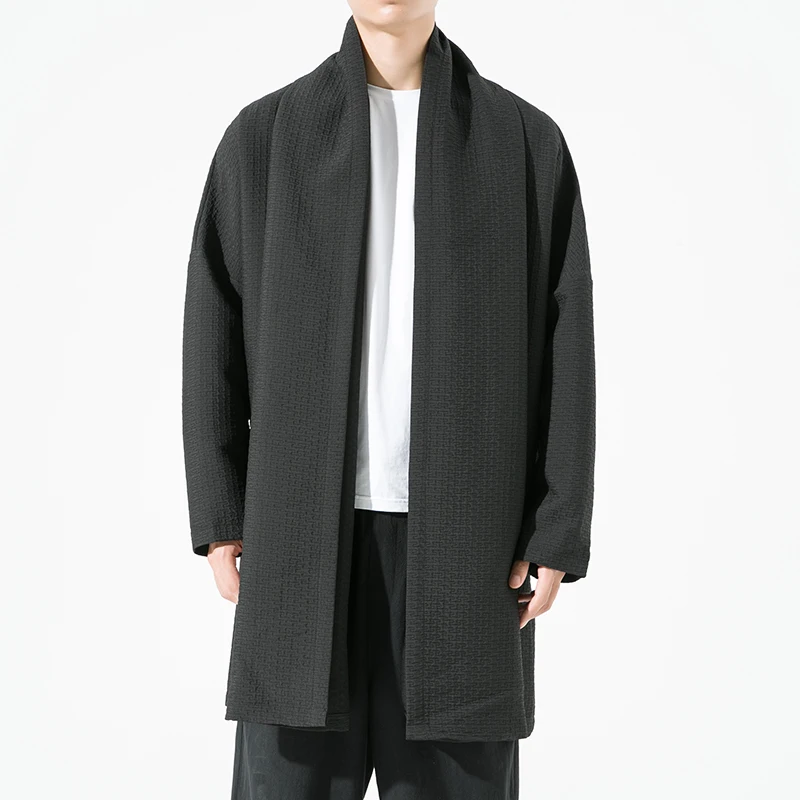 Vintage Men Winter Casual Trench Coat Chinese Style Long Cardigan Streetwear Windbreak Jackets Male Outwear