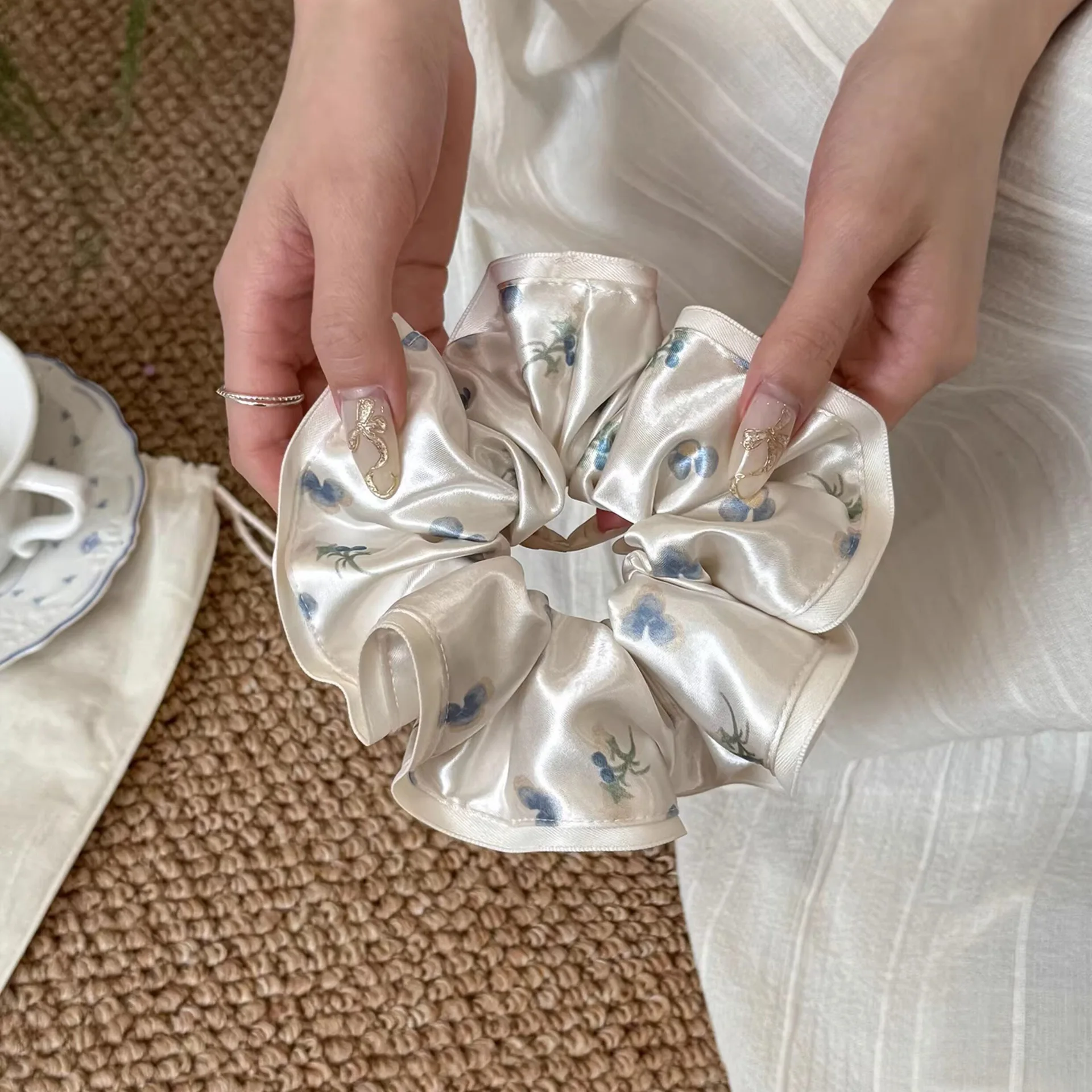 Elegant Floral Scrunchie Hair Accessory