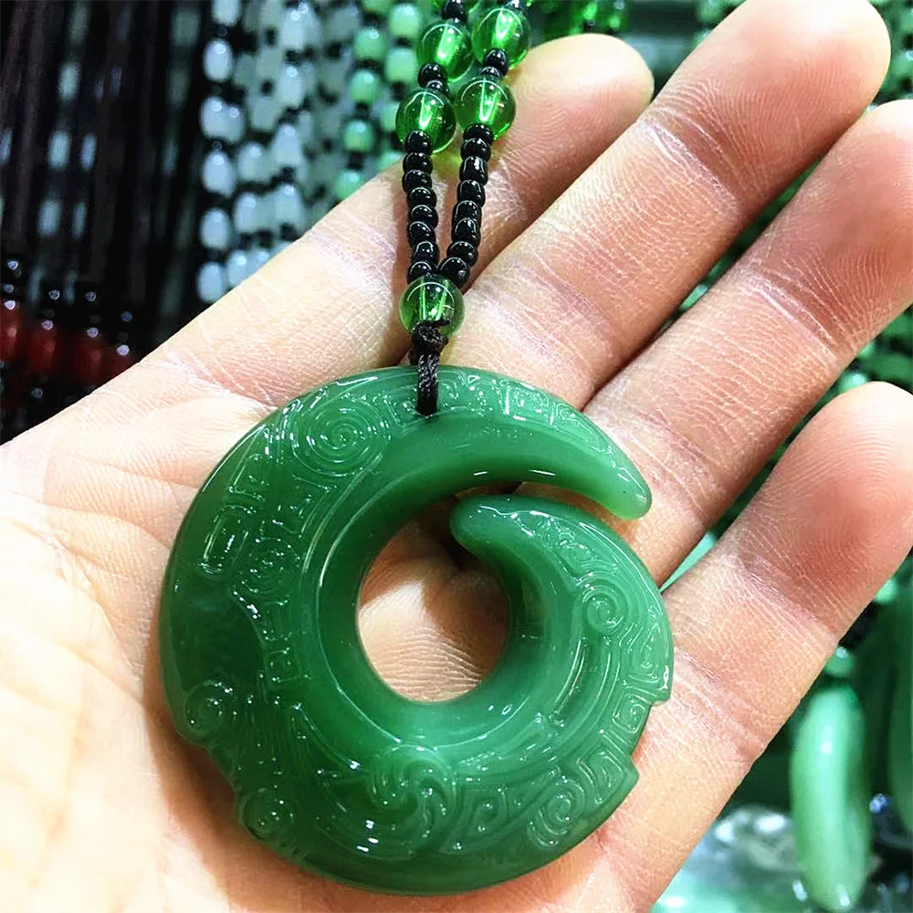 Green jade necklace 3 layer green jade stone mala