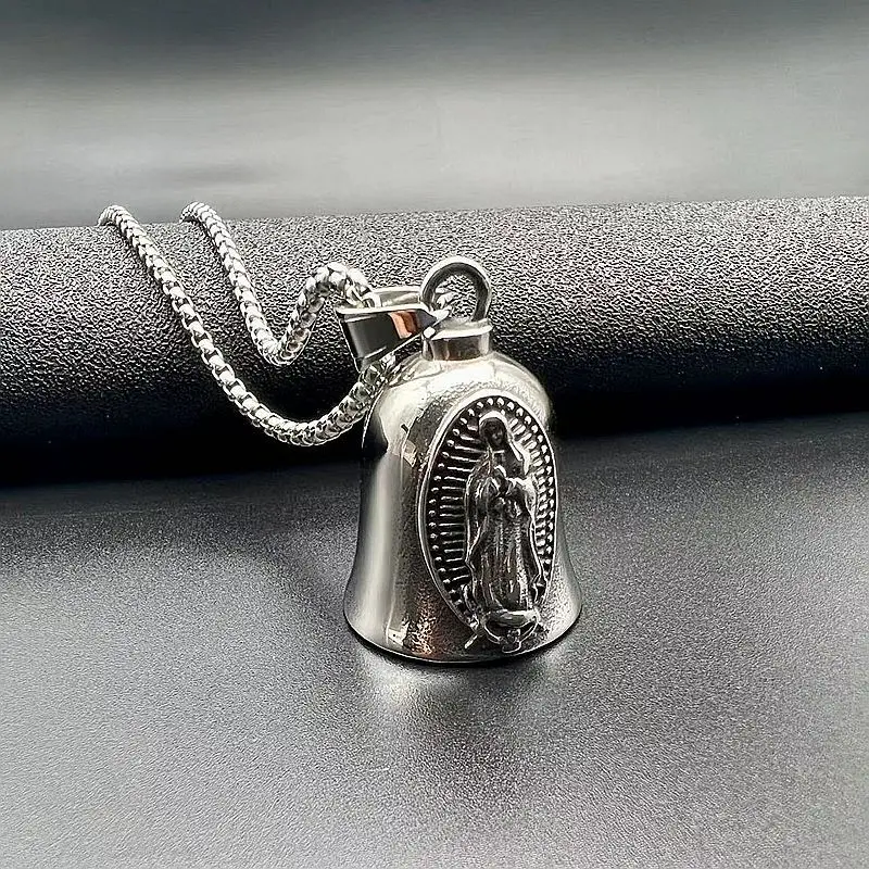 Pendentif Cloche de la Vierge Marie pour Homme, Accessoire Vintage en  Argent, Porte-Bonheur, pour Moto, Voiture, Cadeau de Motard