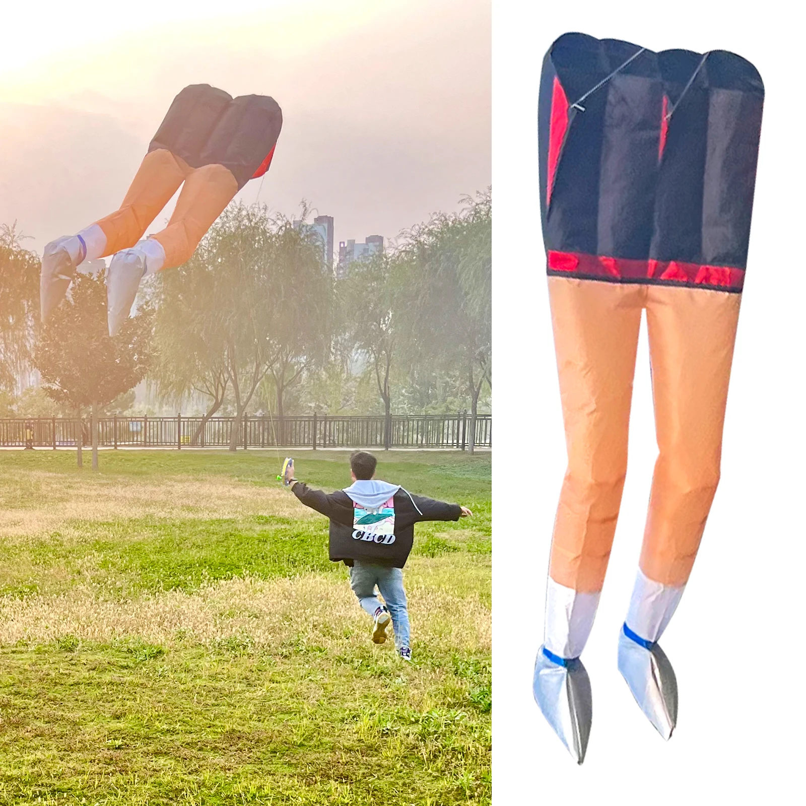1.1M Funny Soft Kite Long Legged Inflatable Nylon Kites Flying Kit for Kids Easy To Fly Tear Resistant Outdoor Parent Child Game