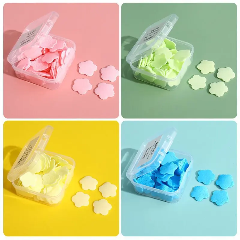 

Disposable Boxed Portable Flower Hand Washing Soap Tablets Travel Carry-on Mini Petal Soap Tablet Bathroom Accessories