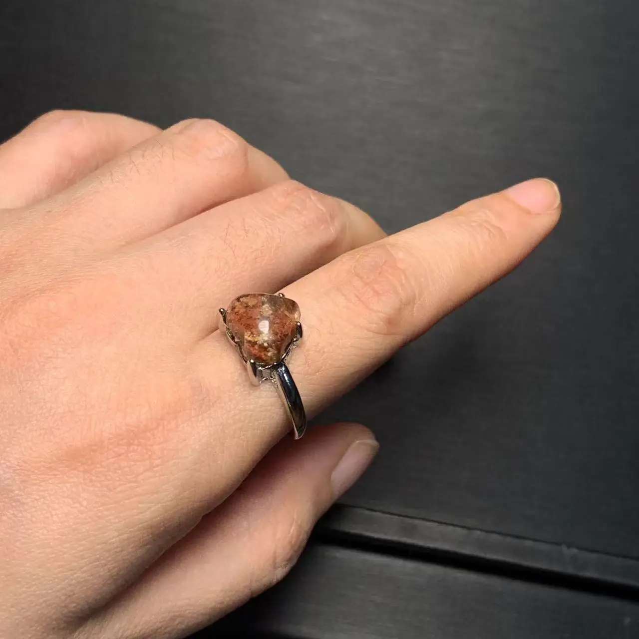 Natural Ghost Crystal Ring Stone Female Handmade Rings Jewelry for Women Gift Purple Flower