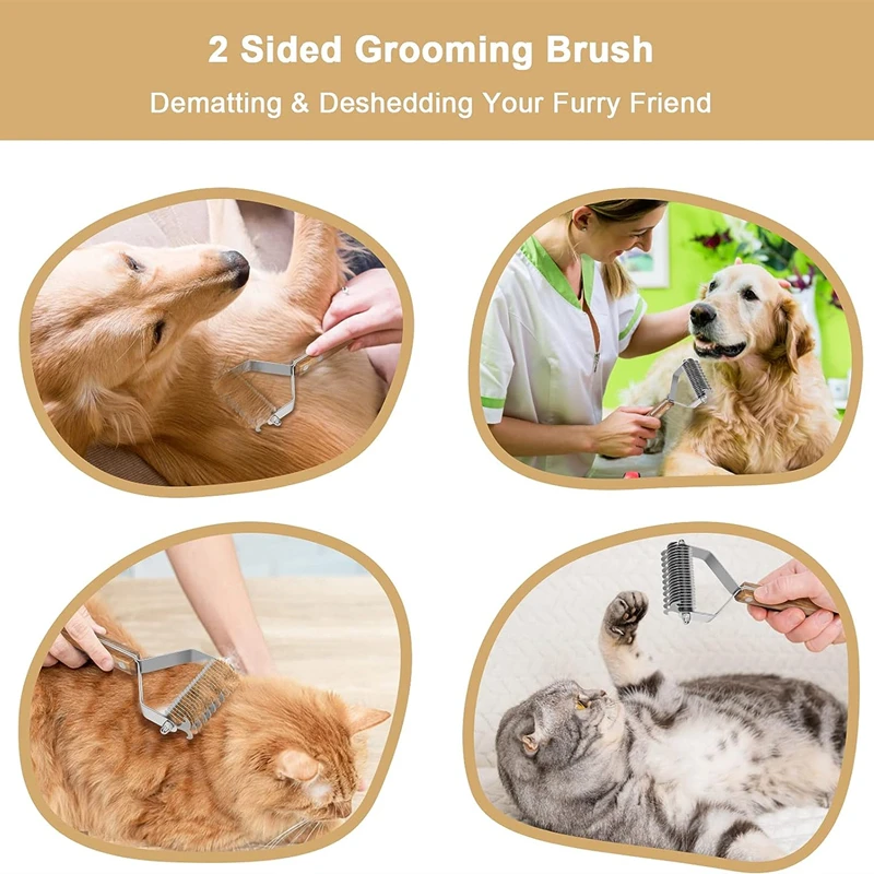 New Dog Comb Removers Knot Cutter Hair Grooming Groomer Brush For Dogs Cats With Wooden Handle Pet Trimmer Knife Pet Accessoires images - 6