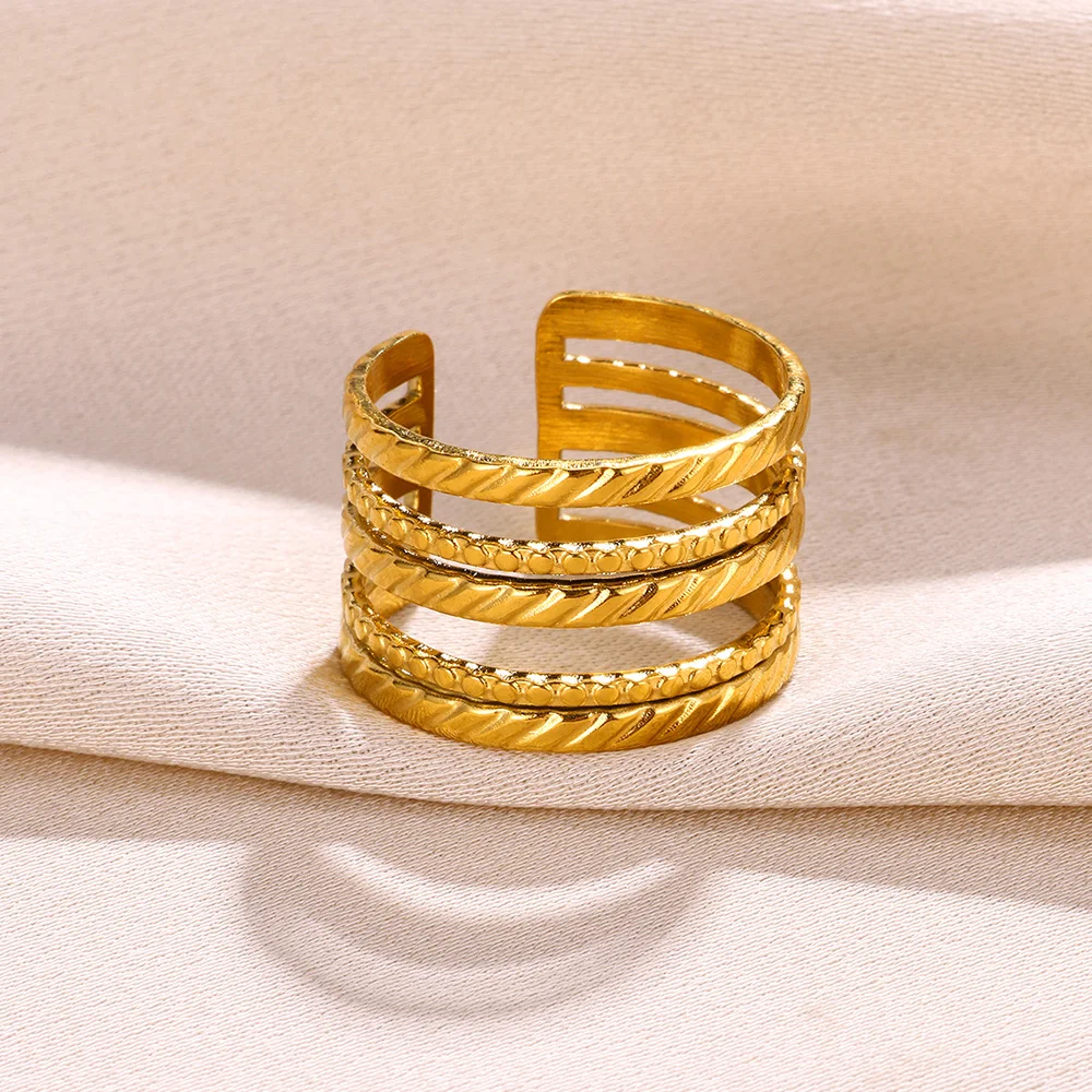 316L Edelstahl Ringe Für Frauen Geometrische Herz Breiten Ring Einstellbare Offenen Ring Mode Schmuck Valentinstag Geschenk – Detail 23