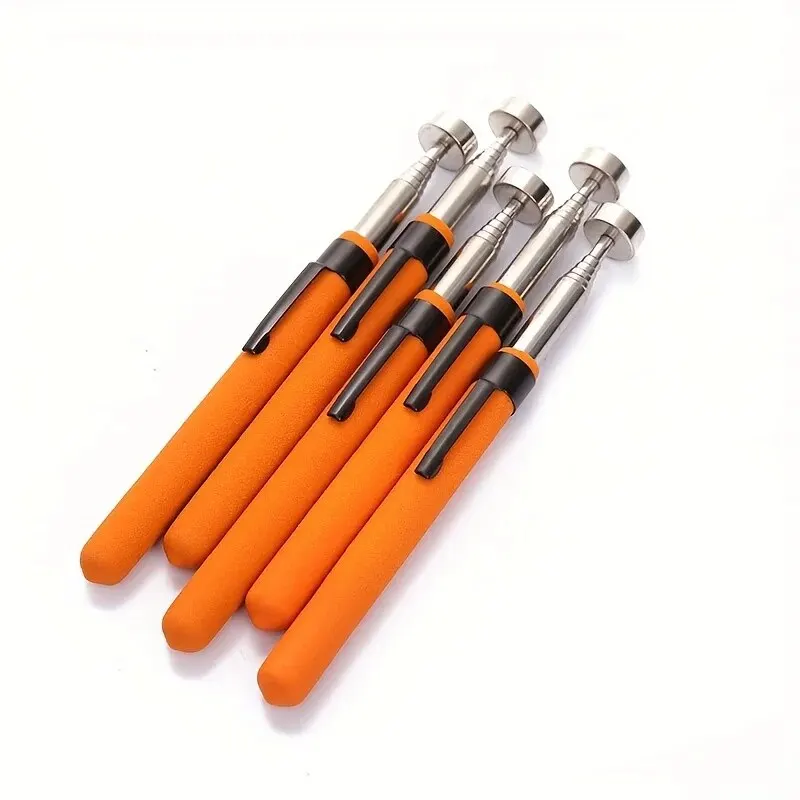 Magnetic Retractable Pickup 8 Pound Magnetic Retractable Pickup Orange Suction Iron Rod Portable Multifunctional Extractor Pen Clip Automotive Repair Tools
