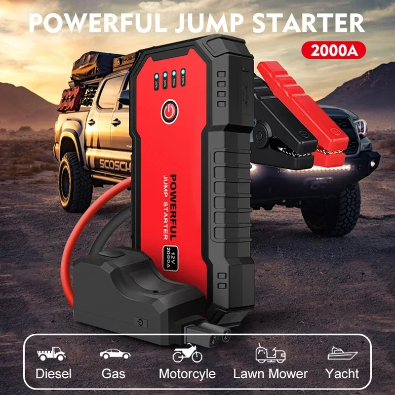 20000mAh Jump Starter 12V Portable Power Bank External Battery 2000A Starting Device Car Battery Starter Booster
