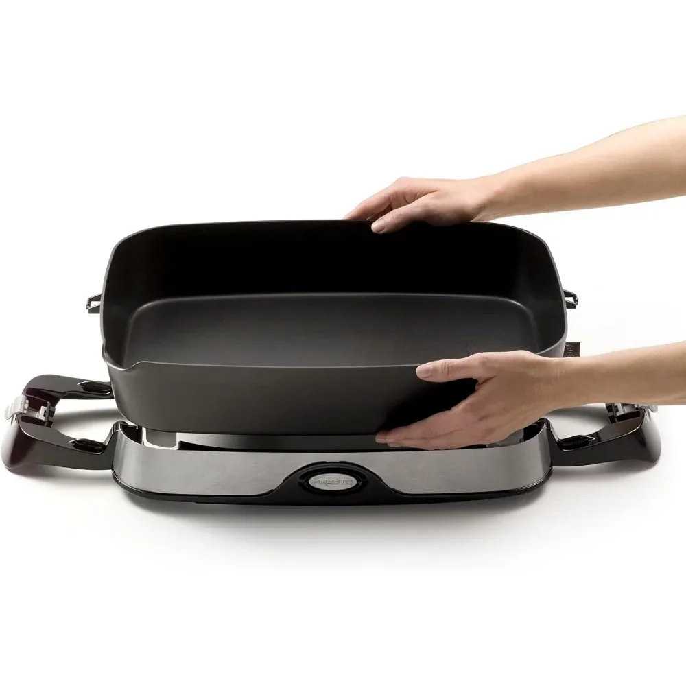 16-inch Electric Foldaway Skillet, Black,compact storage,deluxe nonstick surface,heat control removed,dishwasher safe 3