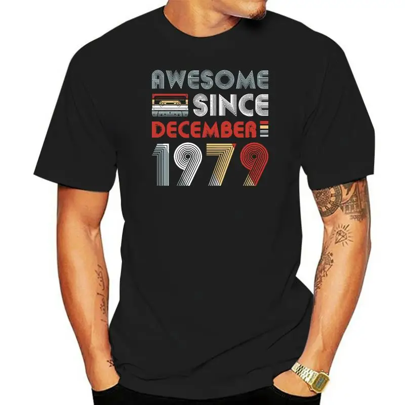 

Vintage Awesome Since December 1979 40th Birthday T Shirt Comical Spring Leisure Letters Designs Over Size S-5XL Cotton Shirt