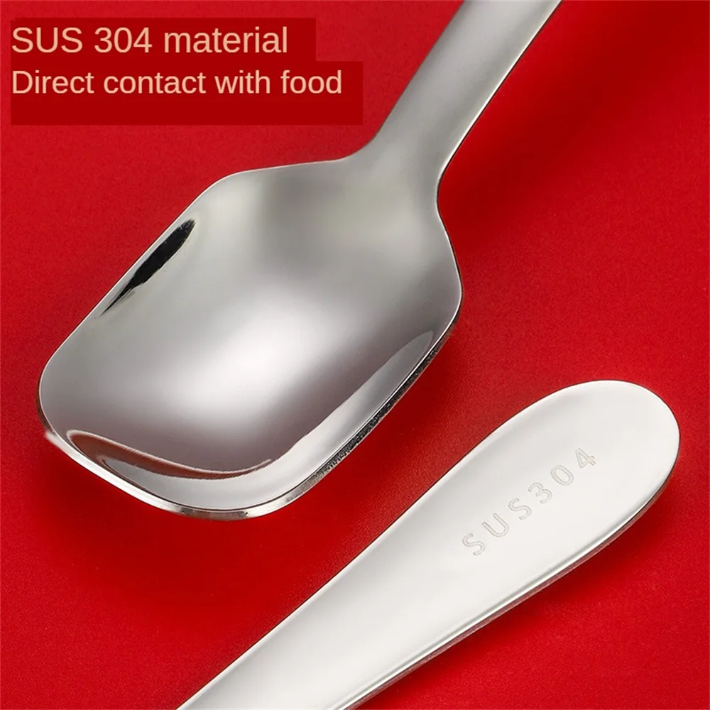 304 Stainless Steel Cutlery Square Spoon Fork Set Portable Household Multipurpose Thickened Durable Childrens Sztućce Spoon Set